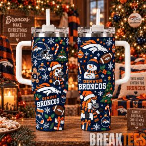 Denver Broncos Special Tumbler 40oz with Handle Christmas For Fan