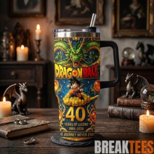 Dragon Ball 40th Anniversary 1986-2026 40oz Tumbler – Goku & Shenron Anime Inspired