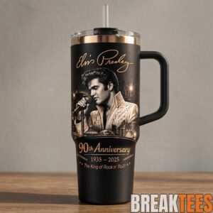 Elvis Presley 90th Anniversary 40oz Tumbler with Handle & Straw - 1935-2025 King of Rock and Roll 2