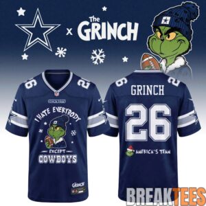 Football All Teams x Grinch “I Hate Everybody Except My Team” Football Jersey 5