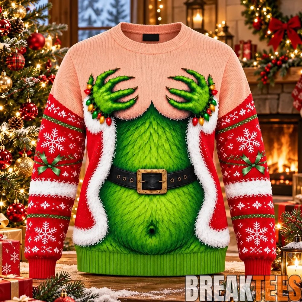 Funny Boobs Naughty Christmas Ugly Sweater Funny Boobs Naughty Christmas Ugly Sweater