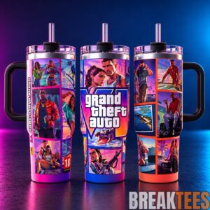 GTA 6 Vice City Inspired 40oz Tumbler with Handle