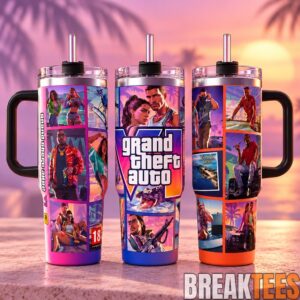 GTA 6 Vice City Inspired 40oz Tumbler with Handle 2