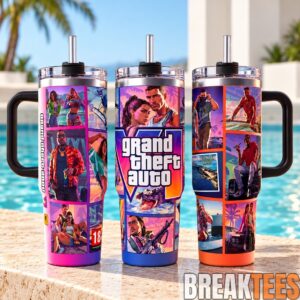 GTA 6 Vice City Inspired 40oz Tumbler with Handle 5