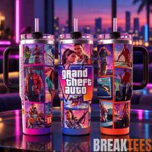 GTA 6 Vice City Inspired 40oz Tumbler with Handle 6
