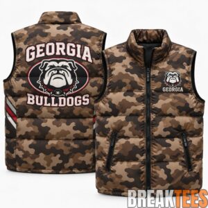 Georgia Bulldogs 2026 Military Appreciation Camo Puffer Vest 1