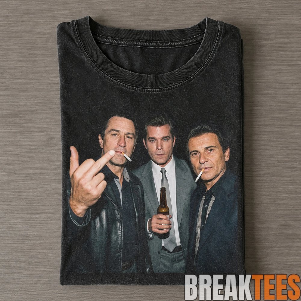Goodfellas Jimmy Conway, Henry Hill and Tommy DeVito Smoking and Middle Finger T-Shirt Goodfellas Jimmy Conway, Henry Hill and Tommy DeVito Smoking and Middle Finger T-Shirt