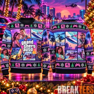 Grand Theft Auto 6 Vice City Sunset Ugly Christmas Sweater