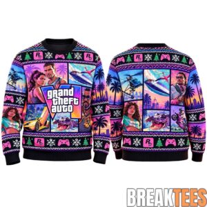 Grand Theft Auto 6 Vice City Sunset Ugly Christmas Sweater 1