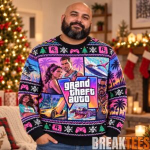 Grand Theft Auto 6 Vice City Sunset Ugly Christmas Sweater 2