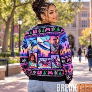 Grand Theft Auto 6 Vice City Sunset Ugly Christmas Sweater 3