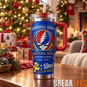 Grateful Dead 60th Anniversary 40oz Tumbler with Handle & Straw - Steal Your Face Skull Stainless Steel Cup, Deadhead Music Fan Gift 3