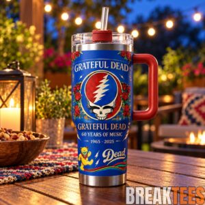 Grateful Dead 60th Anniversary 40oz Tumbler with Handle & Straw - Steal Your Face Skull Stainless Steel Cup, Deadhead Music Fan Gift 4