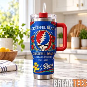 Grateful Dead 60th Anniversary 40oz Tumbler with Handle & Straw - Steal Your Face Skull Stainless Steel Cup, Deadhead Music Fan Gift 5