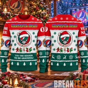 Grateful Dead Stealie Santa Hat Dancing Bears Tis The Season To Be Grateful 2026 Ugly Sweater