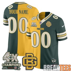 Green Bay Packers Rivalries Split Edition Custom Football Jersey 1