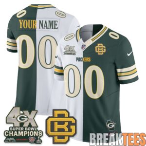 Green Bay Packers Rivalries Split Edition Custom Football Jersey 2