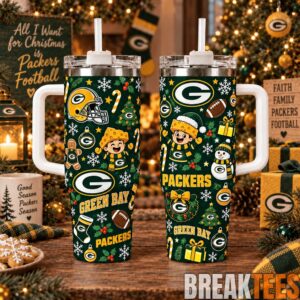 Green Bay Packers Special Tumbler 40oz with Handle Christmas For Fan