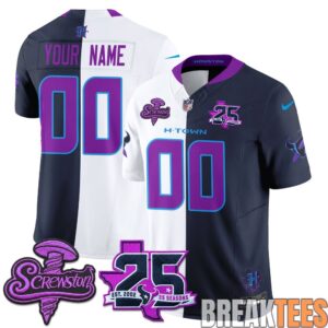 Houston Texans DJ Screw Split Custom Football Jersey 1
