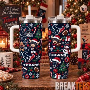 Houston Texans Special Tumbler 40oz with Handle Christmas For Fan