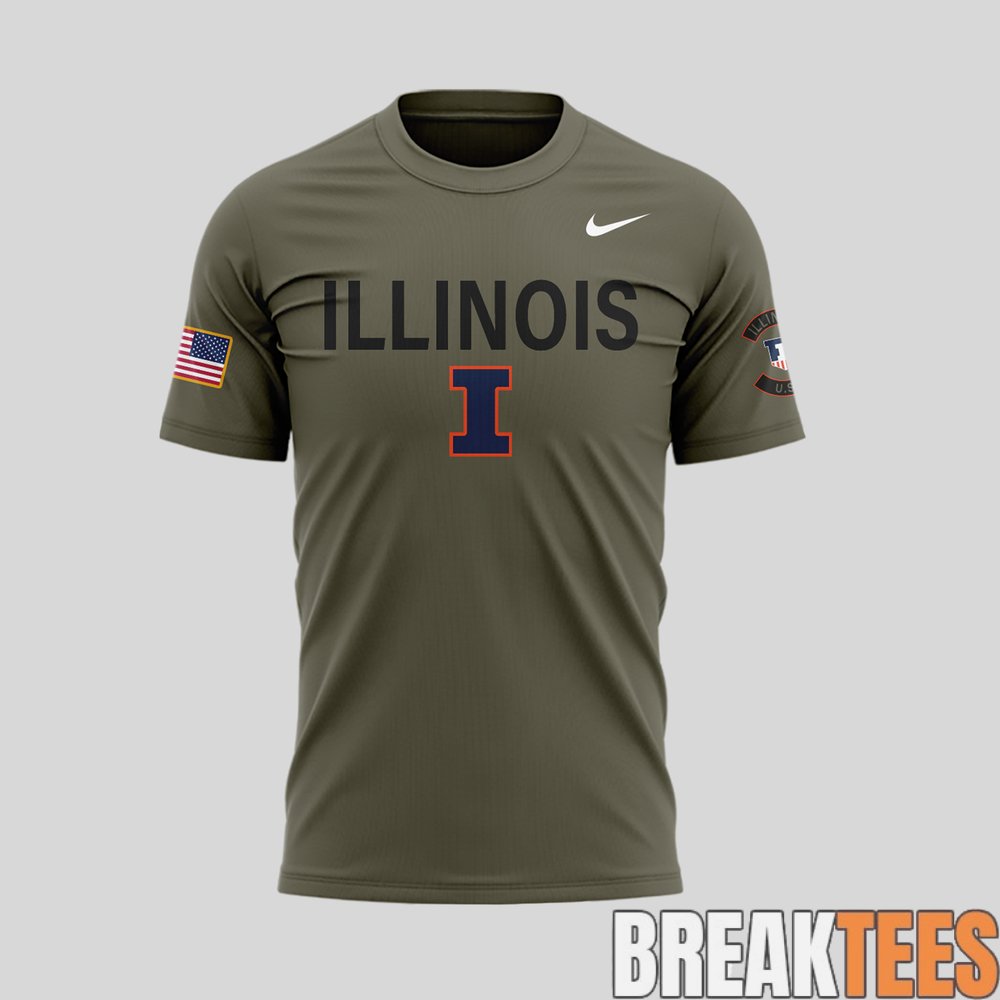Illinois Fighting Illini 2026 Military Appreciation T-Shirt Illinois Fighting Illini 2026 Military Appreciation T-Shirt