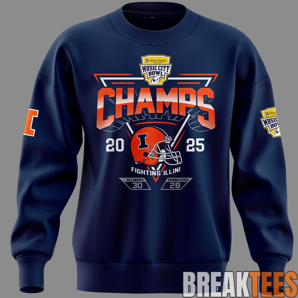 Illinois Fighting Illini Football 2026 Music City Bowl Champions Sweatshirt Illinois Fighting Illini Football 2026 Music City Bowl Champions Sweatshirt