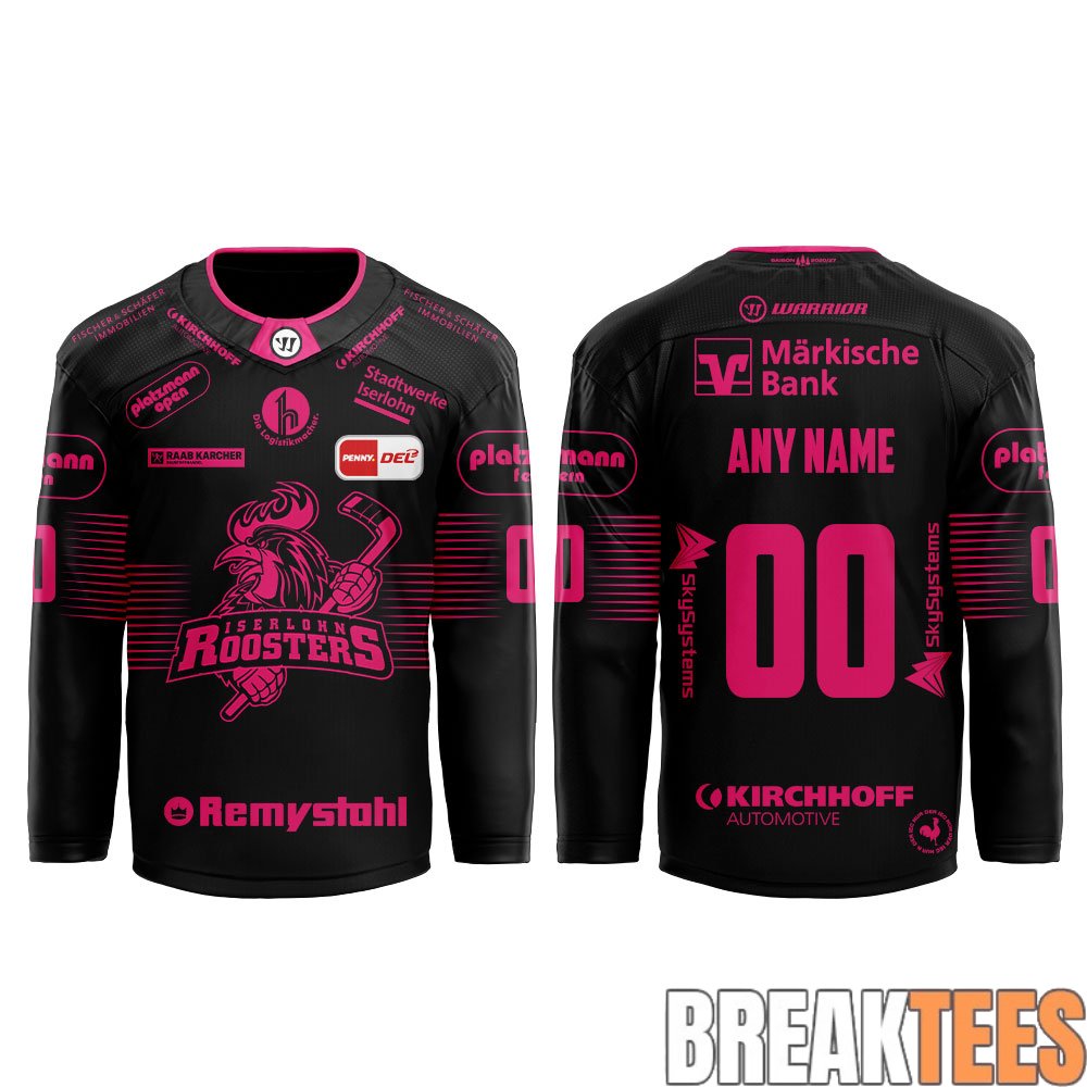 Iserlohn Roosters in Pink 2026 Trikot Custom Hockey Jersey Iserlohn Roosters in Pink 2026 Trikot Custom Hockey Jersey