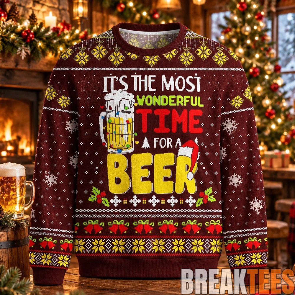 It’s The Most Wonderful Time For A Beer Ugly Chritsmas Sweater It’s The Most Wonderful Time For A Beer Ugly Chritsmas Sweater