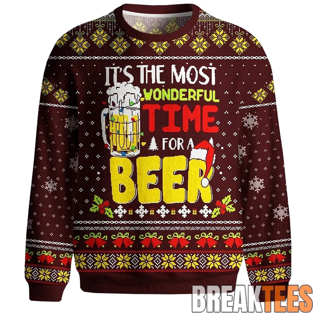 It’s The Most Wonderful Time For A Beer Ugly Chritsmas Sweater It’s The Most Wonderful Time For A Beer Ugly Chritsmas Sweater