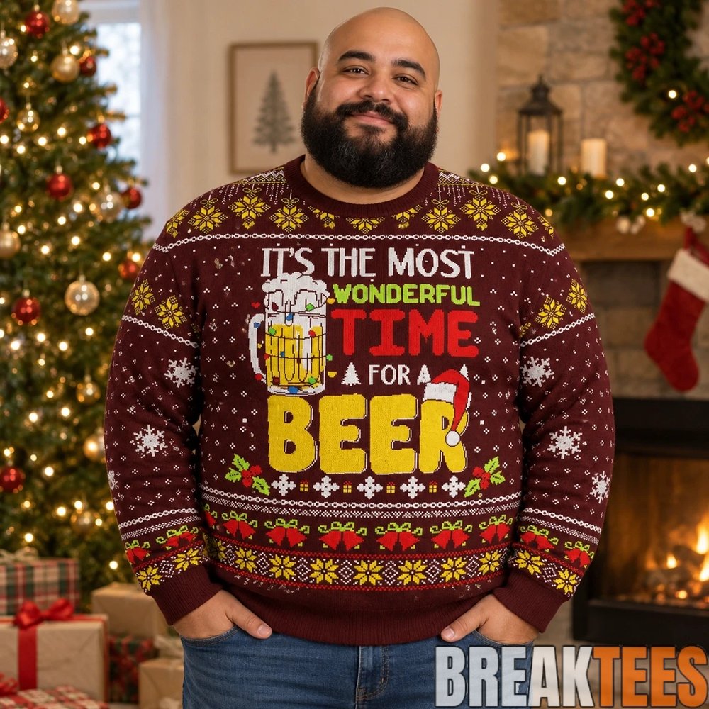 It’s The Most Wonderful Time For A Beer Ugly Chritsmas Sweater It’s The Most Wonderful Time For A Beer Ugly Chritsmas Sweater
