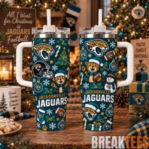 Jacksonville Jaguars Special Tumbler 40oz with Handle Christmas For Fan