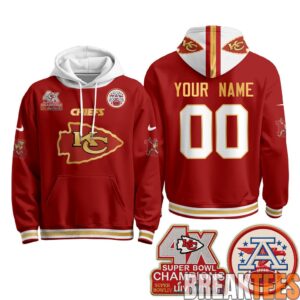 Kansas City Chiefs 4X Champs Gold Edition Custom Fleece Hoodie