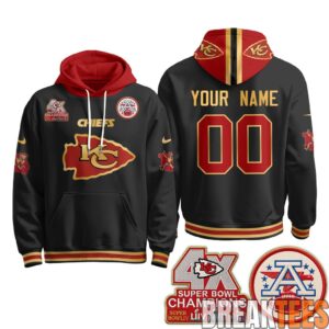 Kansas City Chiefs 4X Champs Gold Edition Custom Fleece Hoodie 2