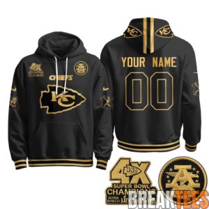 Kansas City Chiefs 4X Champs Gold Edition Custom Fleece Hoodie 3
