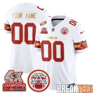 Kansas City Chiefs 4X Champs Gold Edition Custom Football Jersey 1