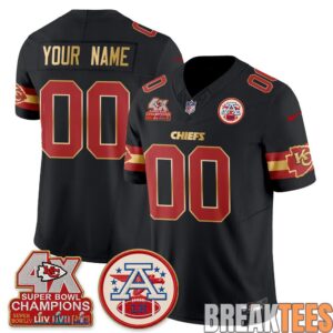 Kansas City Chiefs 4X Champs Gold Edition Custom Football Jersey 2