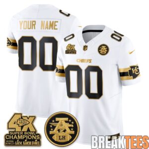 Kansas City Chiefs 4X Champs Gold Edition Custom Football Jersey 4