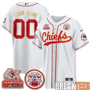Kansas City Chiefs 4X Champs Gold Trim Edition Custom Baseball Jersey 1