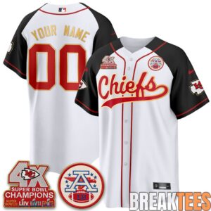 Kansas City Chiefs 4X Champs Gold Trim Edition Custom Baseball Jersey 4