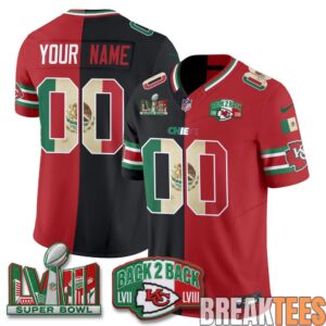 Kansas City Chiefs Mexico Split Edition Custom Football Jersey 1