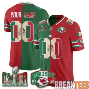 Kansas City Chiefs Mexico Split Edition Custom Football Jersey 2