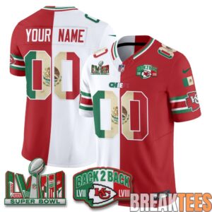 Kansas City Chiefs Mexico Split Edition Custom Football Jersey 3