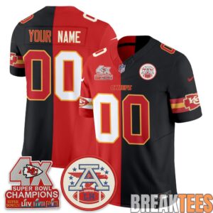 Kansas City Chiefs Split Edition Custom Football Jersey 3