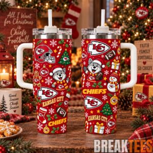 Kansas City Chiefs Special Tumbler 40oz with Handle Christmas For Fan
