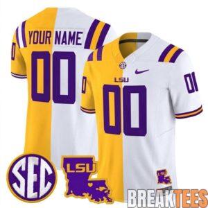 LSU Tigers Limited Custom Split Football Jersey - Louisiana Patch