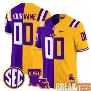 LSU Tigers Limited Custom Split Football Jersey - Louisiana Patch 1