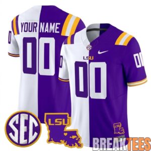 LSU Tigers Limited Custom Split Football Jersey - Louisiana Patch 2