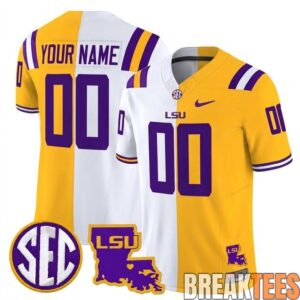 LSU Tigers Limited Custom Split Football Jersey - Louisiana Patch 3