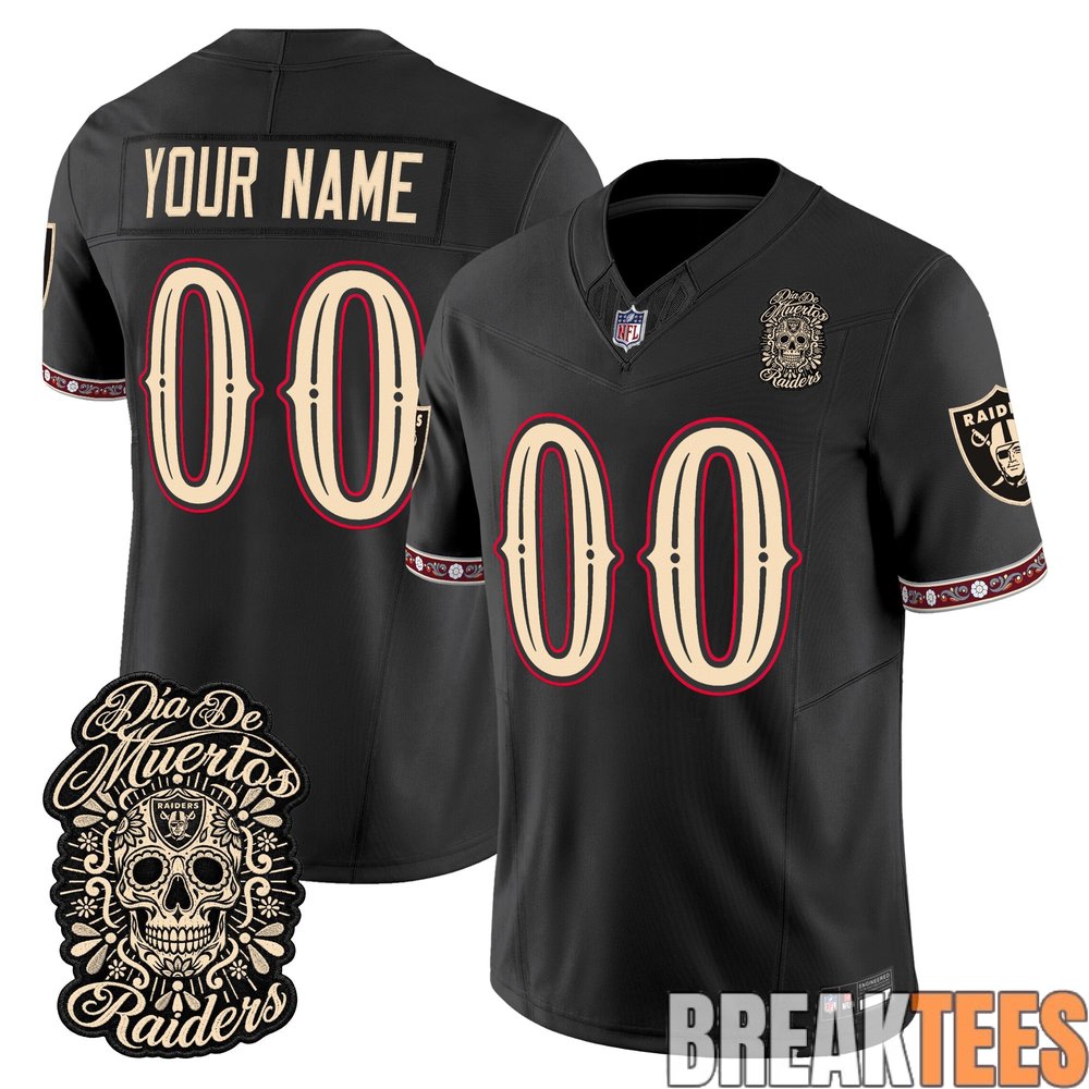 Las Vegas Raiders Día de los Muertos Custom Football Jersey Las Vegas Raiders Día de los Muertos Custom Football Jersey