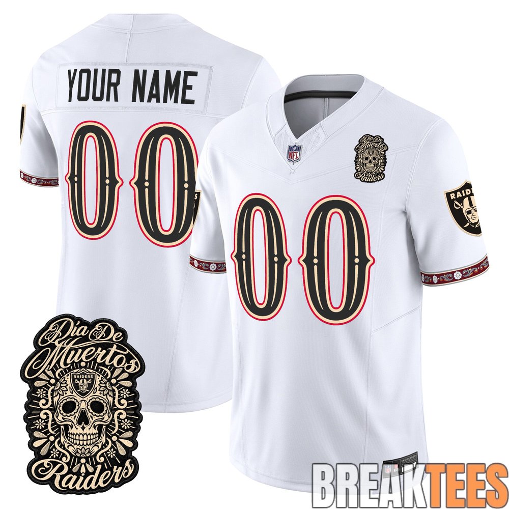 Las Vegas Raiders Día de los Muertos Custom Football Jersey Las Vegas Raiders Día de los Muertos Custom Football Jersey